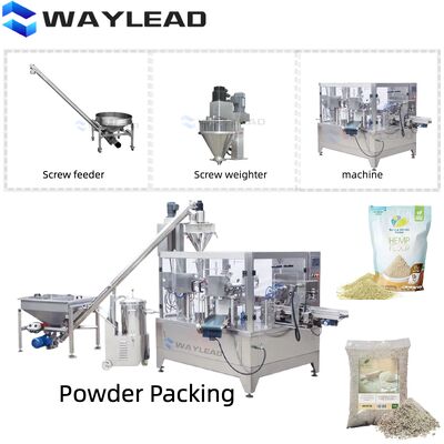 Industrial stand-up pouch packaging machine for flour and baking soda processing plants